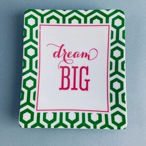 TWO'S COMPANY CHIT CHAT DESK TRAY TRINKET DISH INSPIRATIONAL QUOTE DREAM BIG NEW